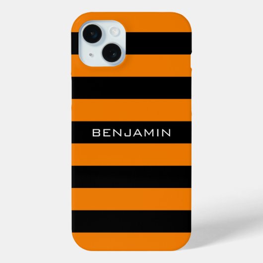 Oranje en zwarte ringbandstripes met aangepaste na Case-Mate iPhone case (Achterkant)