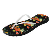 Oranje en zwarte rode papaver teenslippers (Schuin)