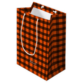 Oranje en Zwarte Ruit Medium Cadeauzakje