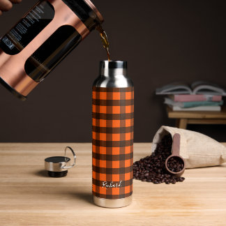 Oranje en Zwarte Ruit Waterfles