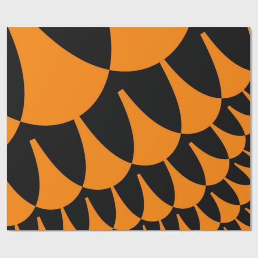 Oranje en zwarte schalen cadeaupapier (Vlak)