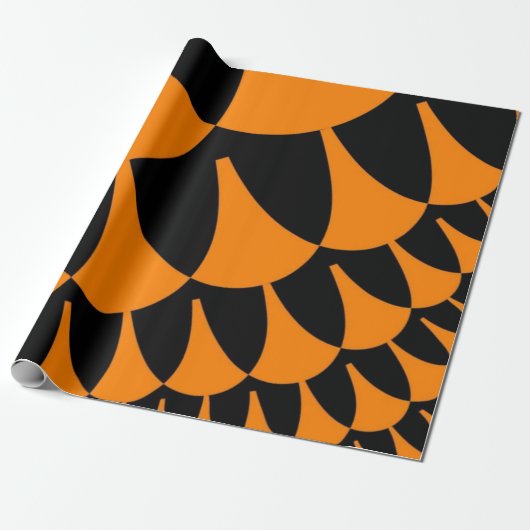 Oranje en zwarte schalen cadeaupapier (Uitgerold)