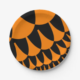 Oranje en zwarte schalen papieren bordje