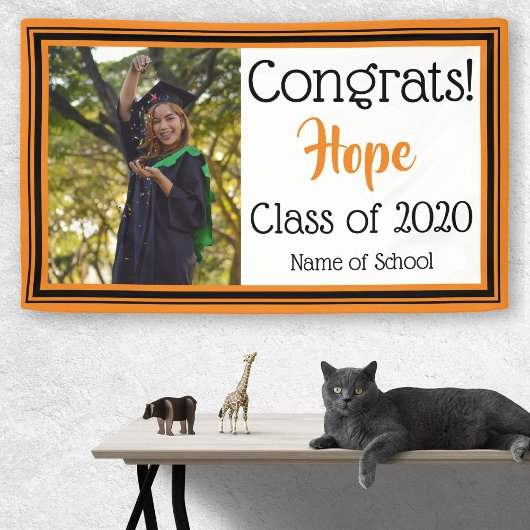 Oranje en zwarte schoolkleuren Foto Spandoek