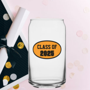 Oranje en Zwarte Schoolkleuren Jaar van Afstuderen Blikvorm Glas