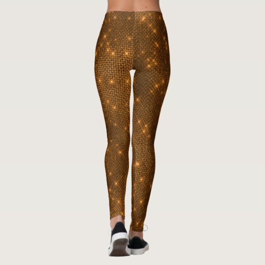 Oranje en zwarte Sparkle Halloween kostuum Leggings (Achterkant)