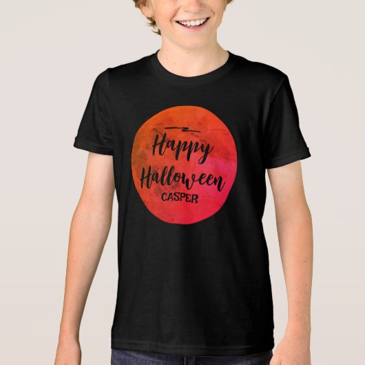 Oranje en zwarte Spooky Family Matching Halloween Tri-Blend Shirt (Voorkant)
