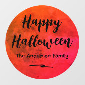 Oranje en zwarte Spooky Volle Maan Happy Halloween Raamsticker (Vel)