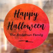 Oranje en zwarte Spooky Volle Maan Happy Halloween Raamsticker (Vel 2)