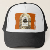 Oranje en zwarte Spooky Volle Maan Happy Halloween Trucker Pet (Voorkant)
