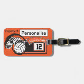 Oranje en zwarte sport Volleybal 🏐 Bagagelabel (Voorkant horizontaal)