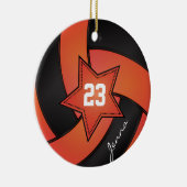 Oranje en zwarte Star Volleyball Keramisch Ornament (Rechts)