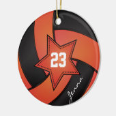 Oranje en zwarte Star Volleyball Keramisch Ornament (Links)