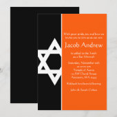 Oranje en zwarte ster van David Bar Mitzvah Kaart (Voorkant / Achterkant)