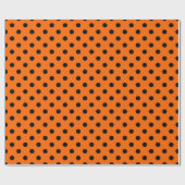 Oranje en Zwarte Stippen Cadeaupapier (Vlak)