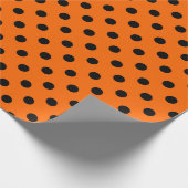 Oranje en Zwarte Stippen Cadeaupapier (Hoek)