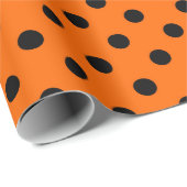 Oranje en Zwarte Stippen Cadeaupapier (Rol Hoek)