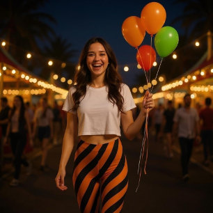Oranje en zwarte streep leggings