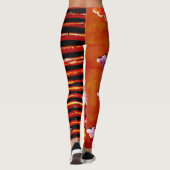 Oranje en zwarte streep met persoonlijke naam leggings (Achterkant)