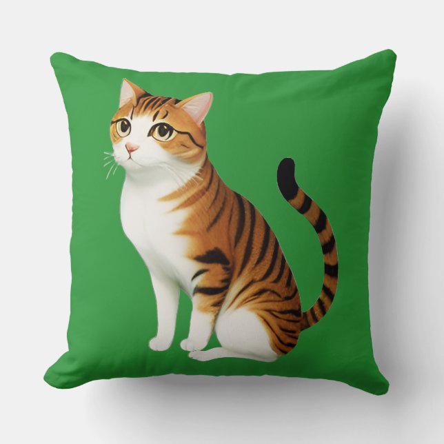 Oranje en zwarte strepen kat kussen (Voorkant)