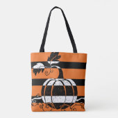 Oranje en zwarte strepen met pompoen tote bag (Achterkant)