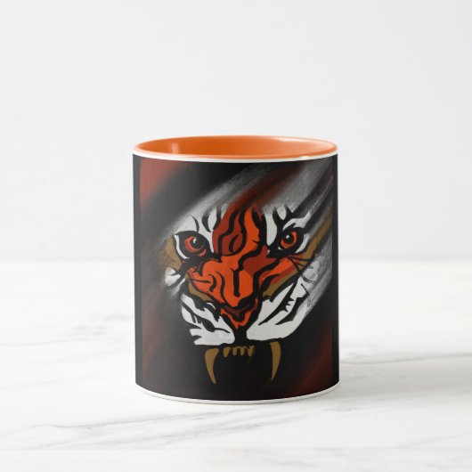 ORANJE EN ZWARTE STREPEN MOK (Midden)