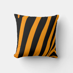 Oranje en Zwarte Strepen Safari Geïnspireerd Patro Kussen