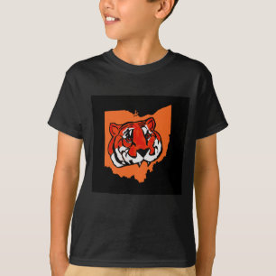 ORANJE EN ZWARTE STREPEN  T-SHIRT
