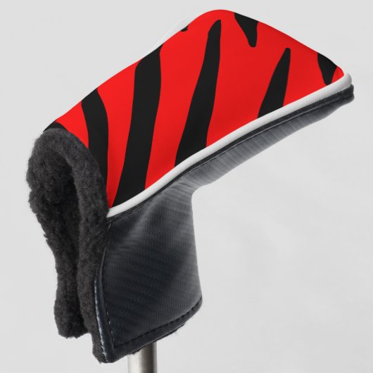 ORANJE EN ZWARTE STRIPEN GOLFHEADCOVER (3/4 voorkant)
