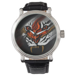 ORANJE EN ZWARTE STRIPEN HORLOGE