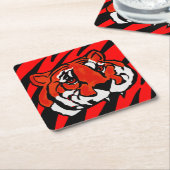 ORANJE EN ZWARTE STRIPEN KARTONNEN ONDERZETTERS (Schuin)