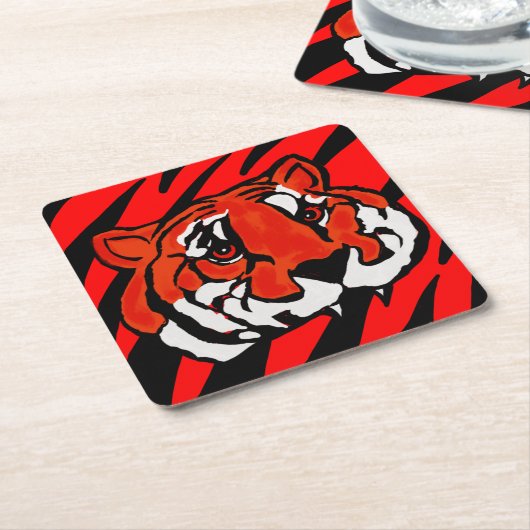 ORANJE EN ZWARTE STRIPEN KARTONNEN ONDERZETTERS (Schuin)