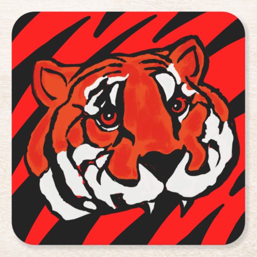 ORANJE EN ZWARTE STRIPEN KARTONNEN ONDERZETTERS (Voorkant)