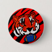 ORANJE EN ZWARTE STRIPEN RONDE BUTTON 5,7 CM (Voorkant)