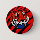 ORANJE EN ZWARTE STRIPEN RONDE BUTTON 5,7 CM (Voorkant)