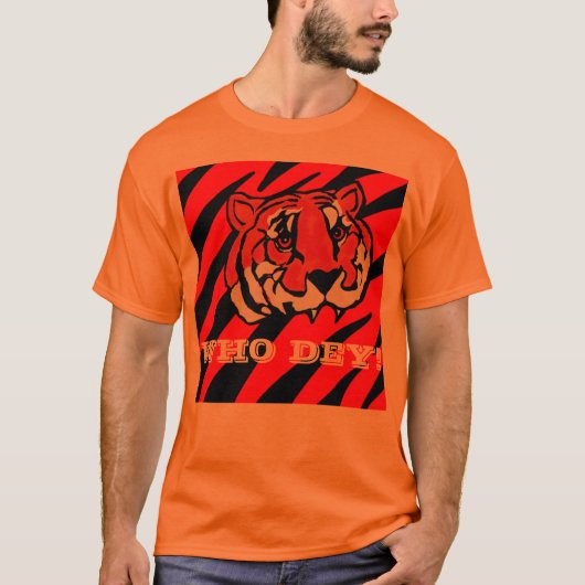 ORANJE EN ZWARTE STRIPEN T-SHIRT (Voorkant)