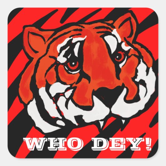 ORANJE EN ZWARTE STRIPEN VIERKANTE STICKER (Voorkant)