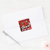 ORANJE EN ZWARTE STRIPEN VIERKANTE STICKER (Envelop)