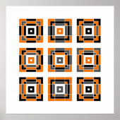 Oranje en zwarte Tegel Poster (Voorkant)