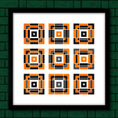 Oranje en zwarte Tegel Poster