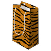 Oranje en zwarte tijgerstrepen klein cadeauzakje (Voorkant Gekanteld)