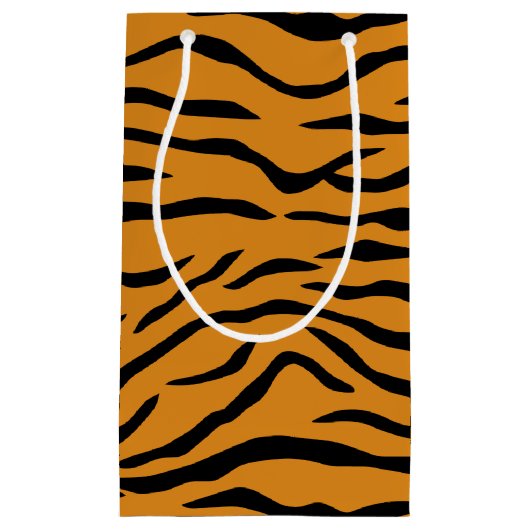 Oranje en zwarte tijgerstrepen klein cadeauzakje (Voorkant)