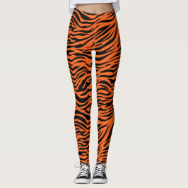 Oranje en zwarte tijgerstrepen leggings