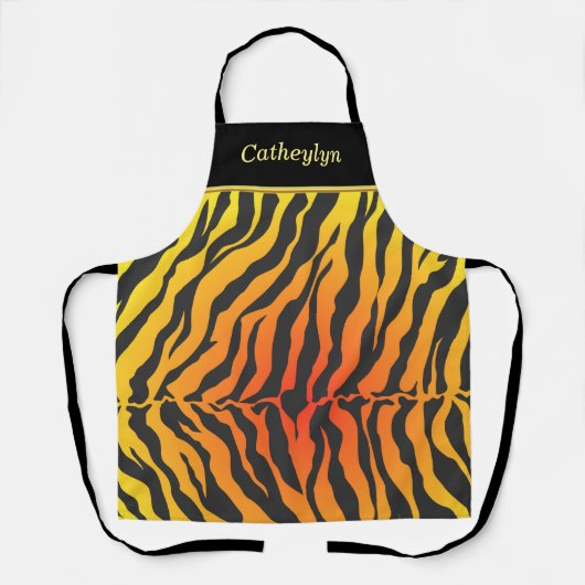 Oranje en zwarte tijgerstrepen schort (Voorkant)