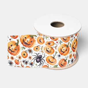 Oranje en Zwarte Traditionele Halloween Grosgrain Lint