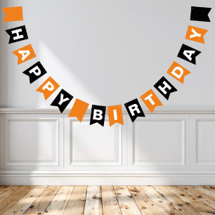 Oranje en Zwarte Verjaardag Vlaggetjes