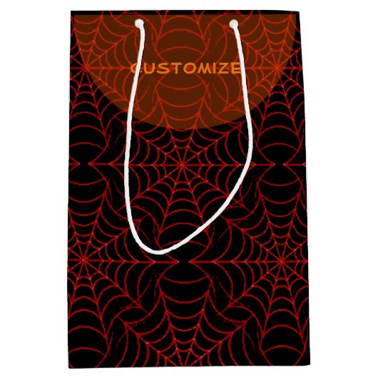 Oranje en zwarte webpagina met cadeaubon medium cadeauzakje (Voorkant)