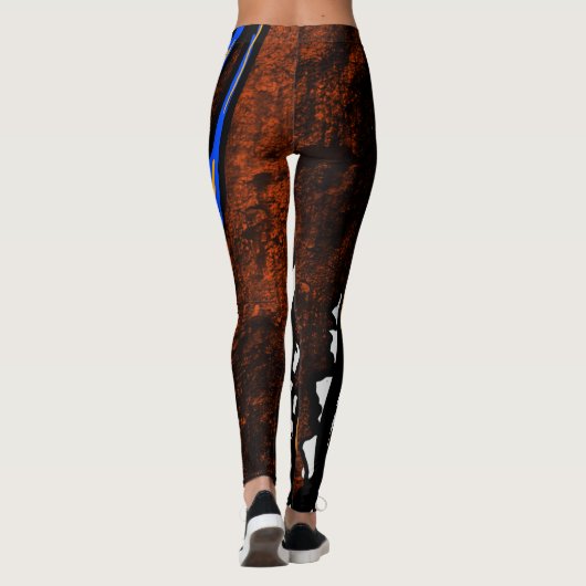 ORANJE EN ZWARTE WETTEN LEGGINGS (Achterkant)