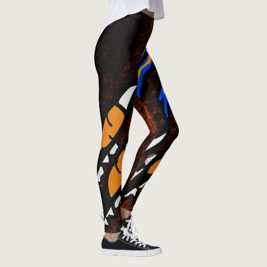 ORANJE EN ZWARTE WETTEN LEGGINGS (Rechts)