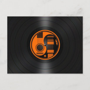 Oranje en zwarte Yin Yang Guitars Vinyl Graphic Briefkaart
